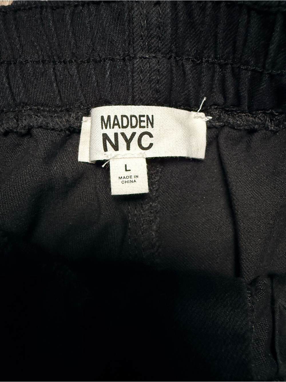 Madden NYC Black Cargo Pants Elastic Waist Wide Leg Large L - Picture 5 of 9